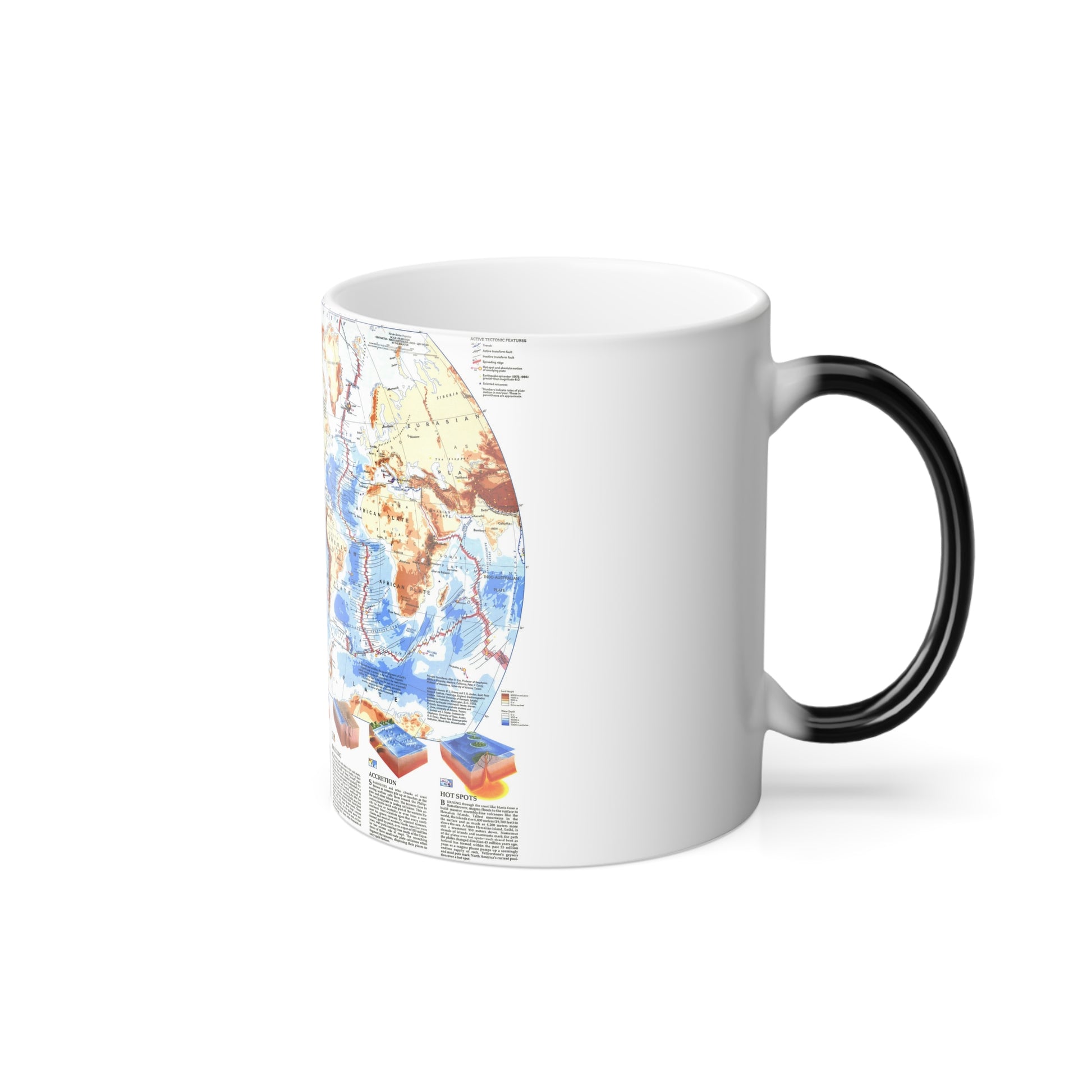 World Map - Earth's Dynamic Crust (1985) (Map) Color Changing Mug 11oz-11oz-The Sticker Space