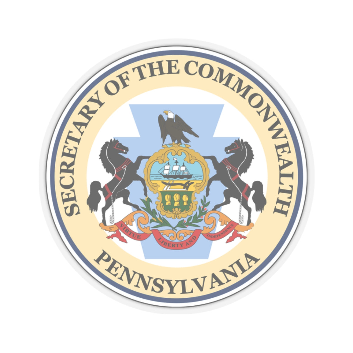 Seal of the Secretary of the Commonwealth of Pennsylvania - STICKER Vinyl Kiss-Cut Decal