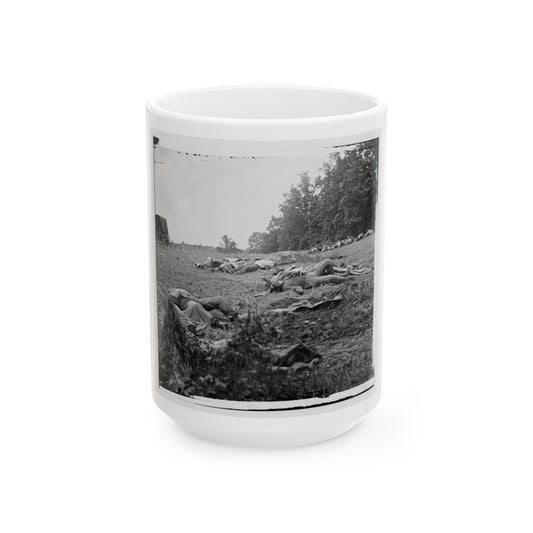 Gettysburg, Pa. Confederate Dead Gathered For Burial At The Edge Of The Rose Woods, July 5, 1863 (U.S. Civil War) White Coffee Mug