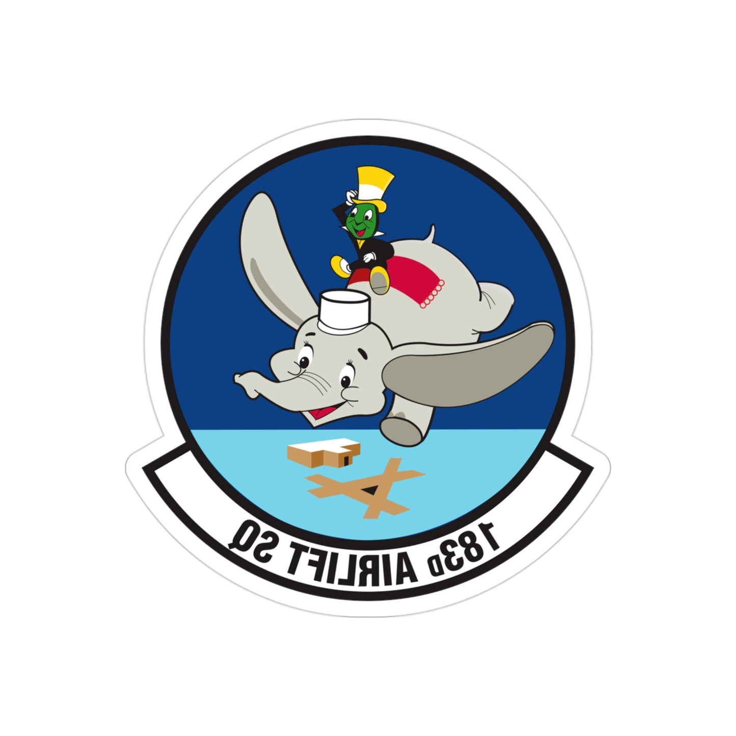 183 Airlift Squadron (U.S. Air Force) REVERSE PRINT Transparent STICKER-3" × 3"-The Sticker Space