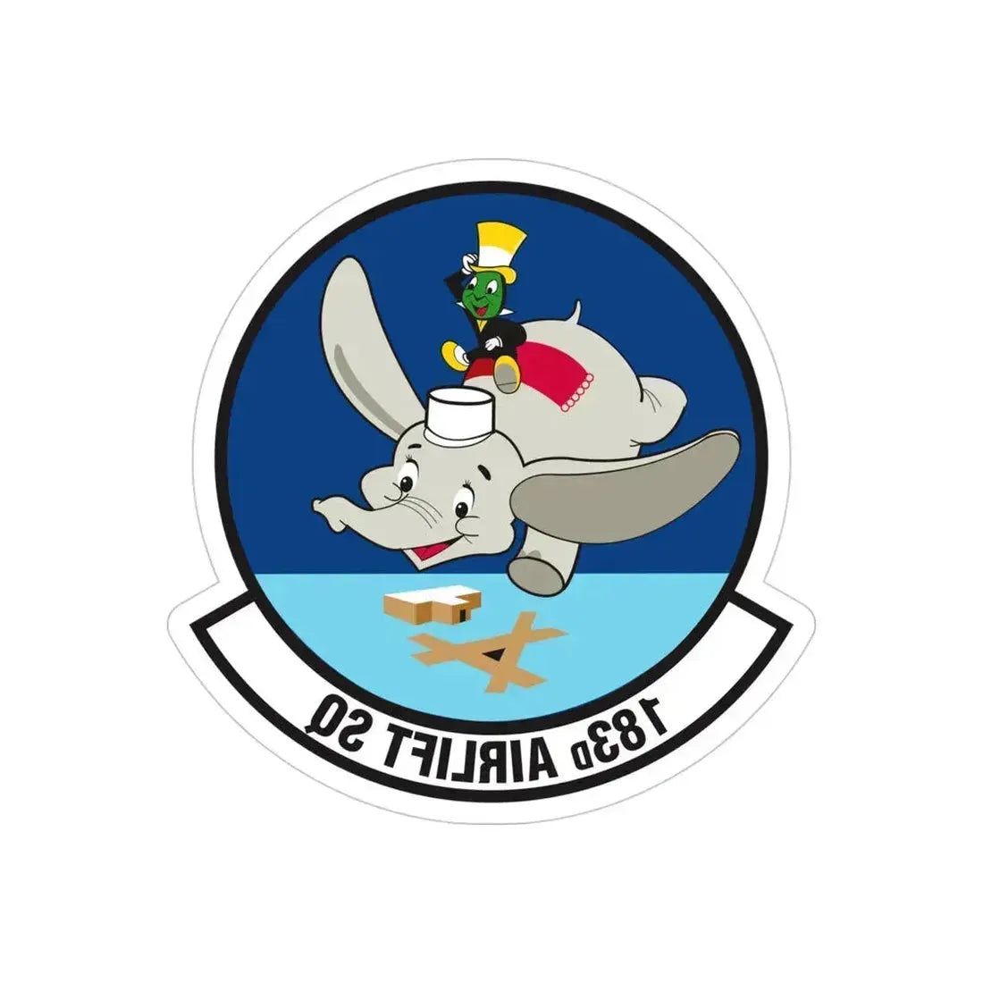 183 Airlift Squadron (U.S. Air Force) REVERSE PRINT Transparent Die-Cut STICKER 4 Inch Die-Cut Transparent - The Sticker Space