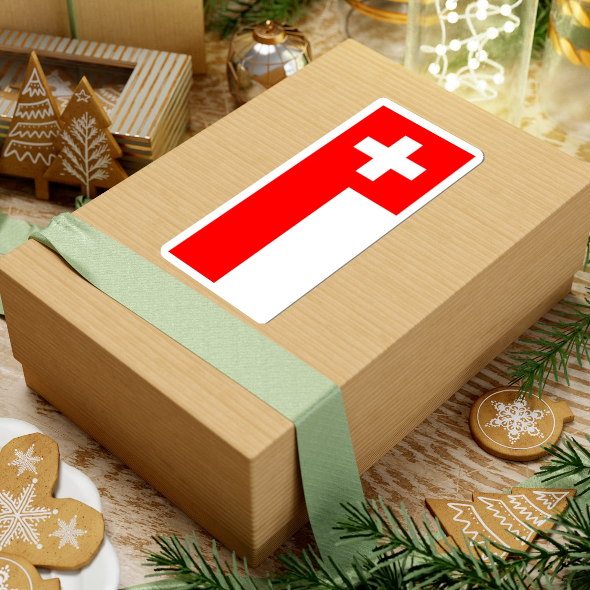 Vertical flag of Switzerland (Switzerland) STICKER Vinyl Kiss-Cut Decal