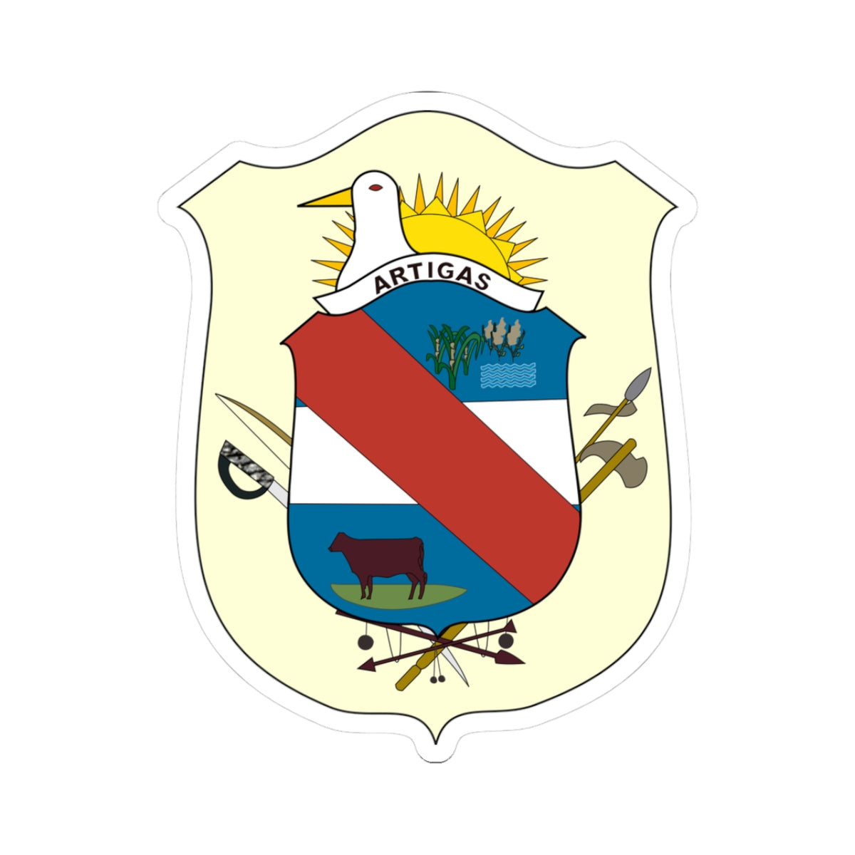 Coat of Arms of Artigas Department, Uruguay - STICKER Vinyl Kiss-Cut Decal