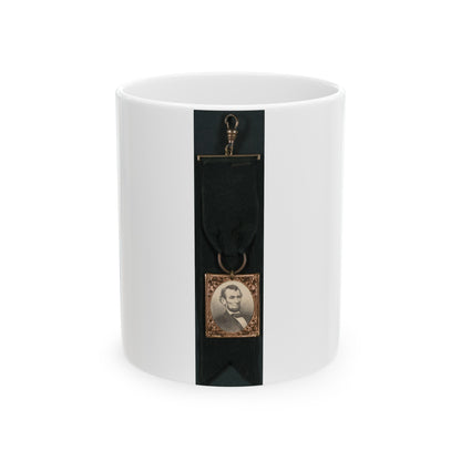 Portrait Of Abraham Lincoln Attached To Black Ribbon (U.S. Civil War) White Coffee Mug
