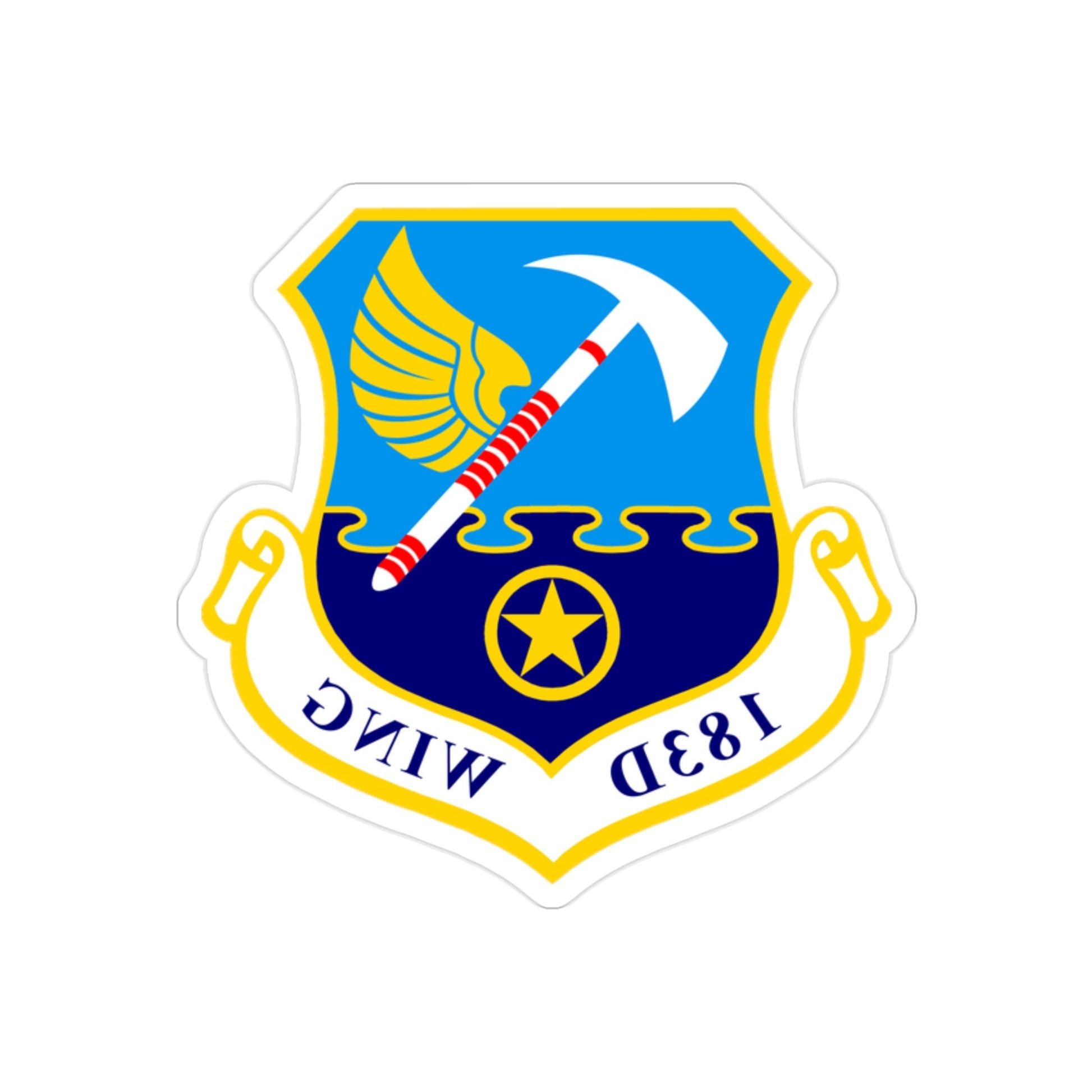 183d Wing emblem (U.S. Air Force) REVERSE PRINT Transparent STICKER-2" × 2"-The Sticker Space