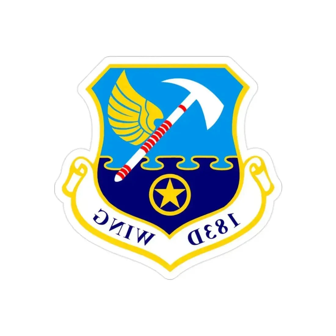 183d Wing emblem (U.S. Air Force) REVERSE PRINT Transparent Die-Cut STICKER 2 Inch Die-Cut Transparent - The Sticker Space