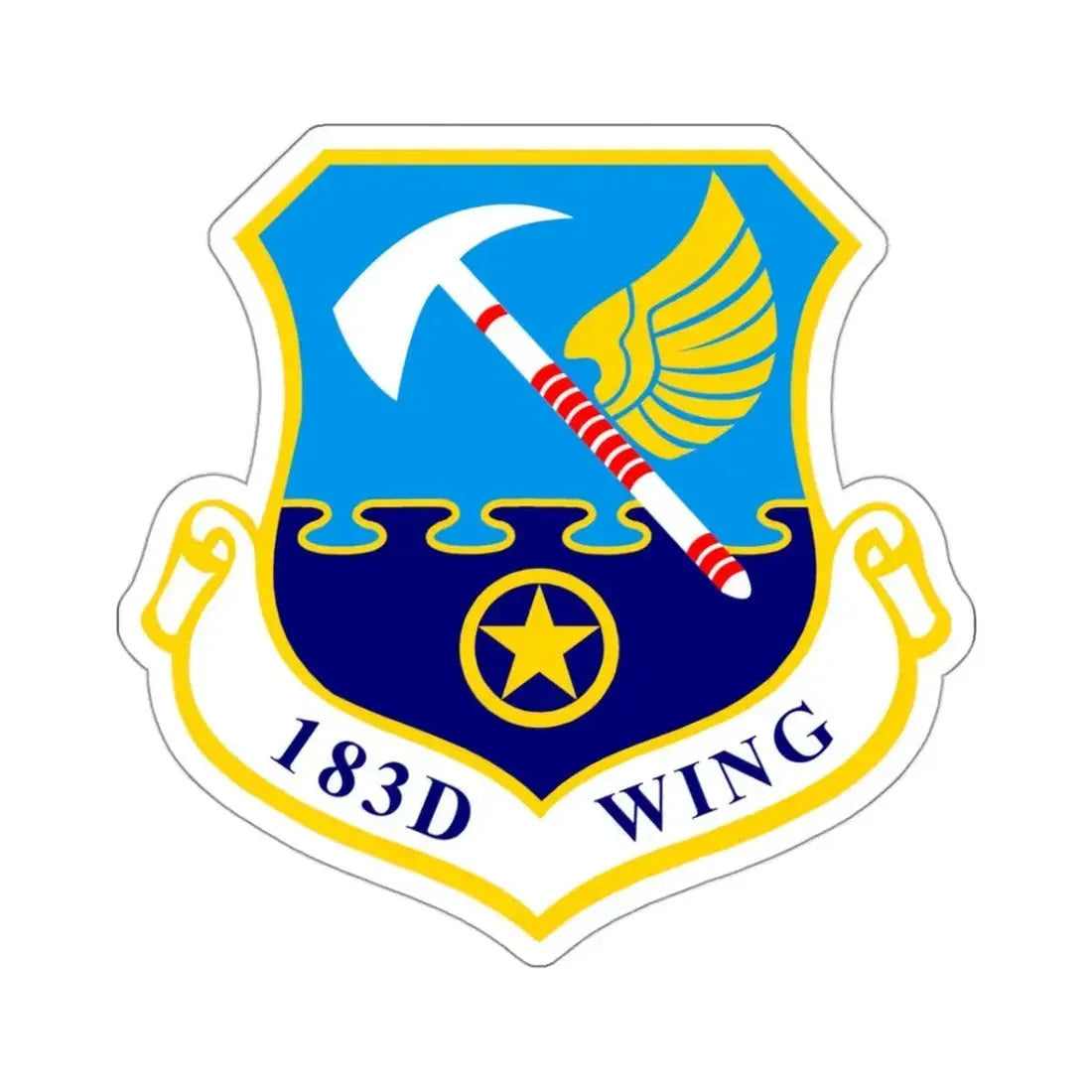 183d Wing emblem (U.S. Air Force) STICKER Vinyl Kiss-Cut Decal 3 Inch White - The Sticker Space