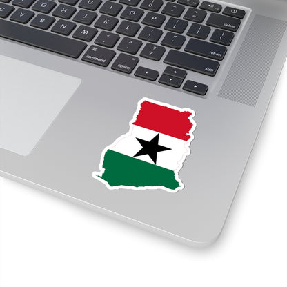 Flag map of Ghana 1964-1966 (Ghana) STICKER Vinyl Kiss-Cut Decal