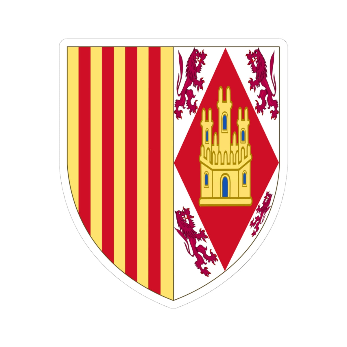 Arms of Eleanor of Alburquerque Queen of Aragon (Spain) (Coat of Arms) STICKER Vinyl Kiss-Cut Decal