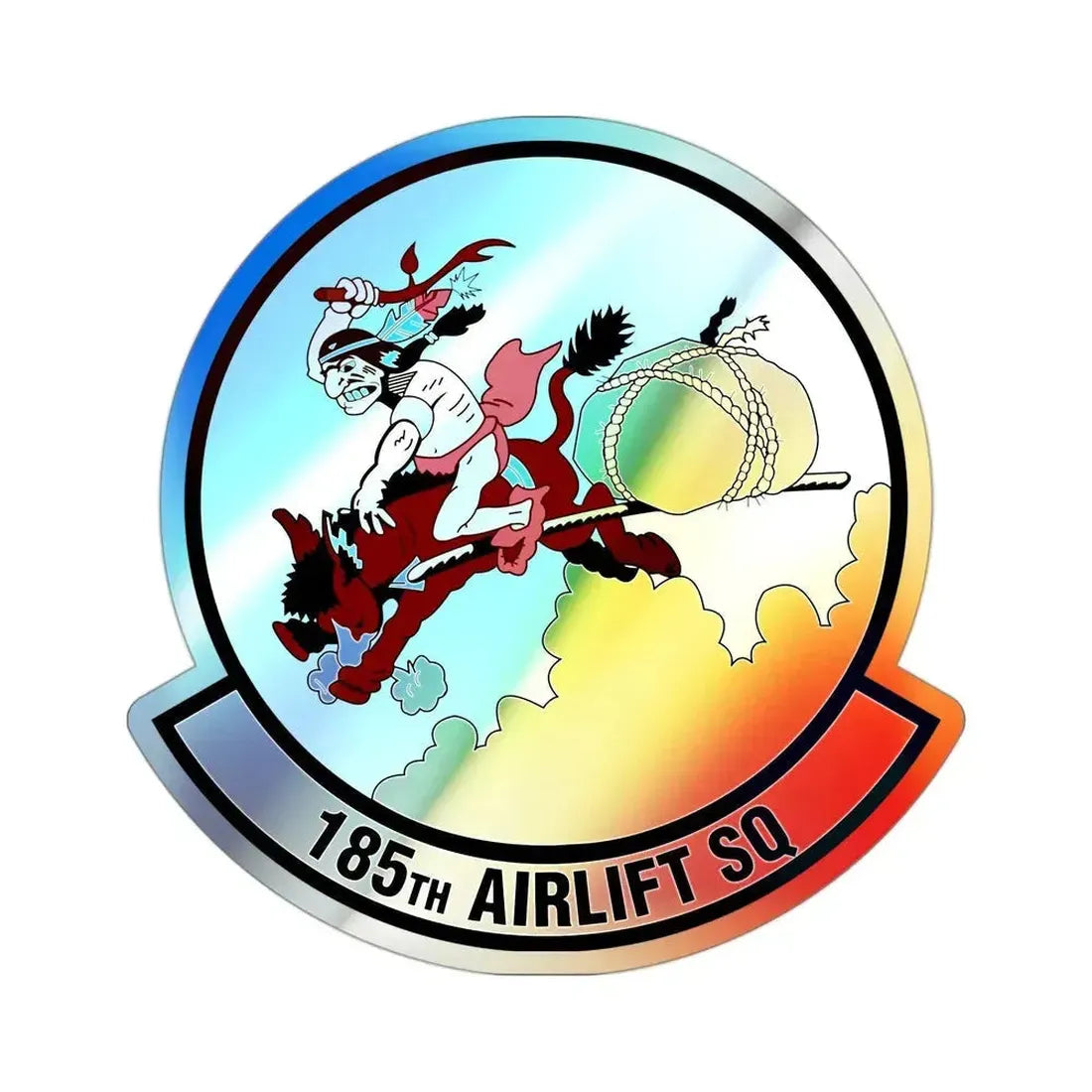185 Airlift Squadron (U.S. Air Force) Holographic STICKER Die-Cut Vinyl Decal 3 Inch Holographic - The Sticker Space