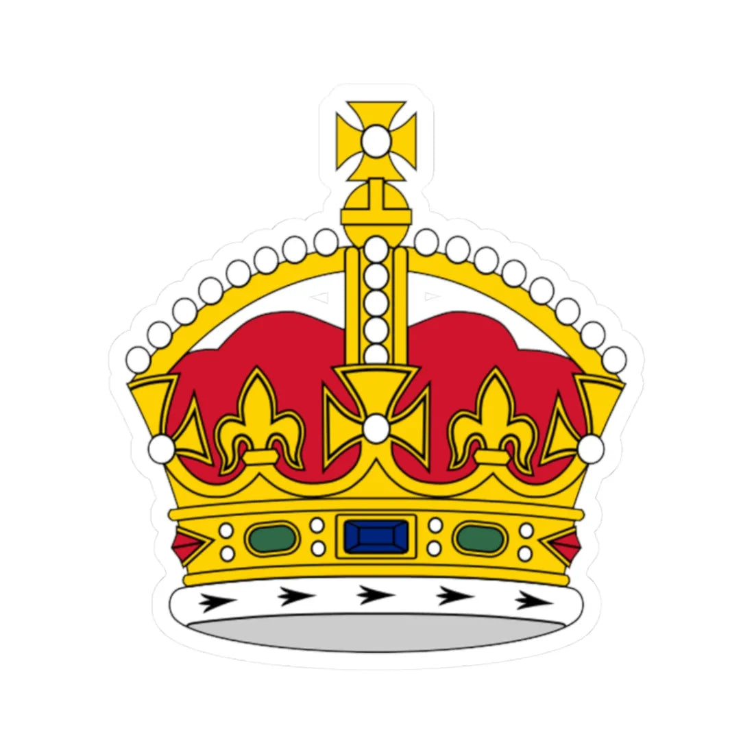 1860s pattern Tudor Crown 3D (United Kingdom) (Coat of Arms) STICKER Vinyl Kiss-Cut Decal 2 Inch White - The Sticker Space