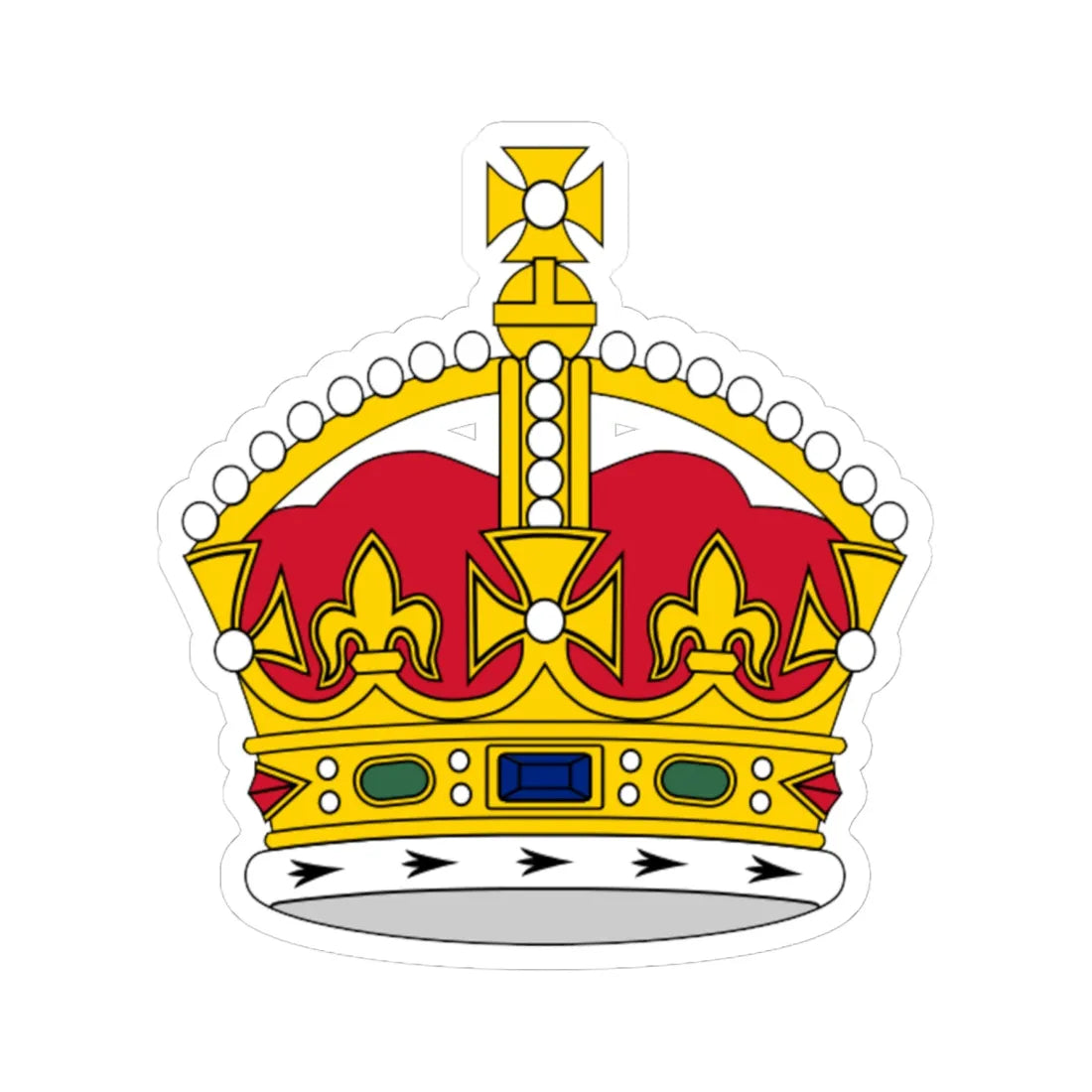 1860s pattern Tudor Crown 3D (United Kingdom) (Coat of Arms) STICKER Vinyl Kiss-Cut Decal 6 Inch White - The Sticker Space