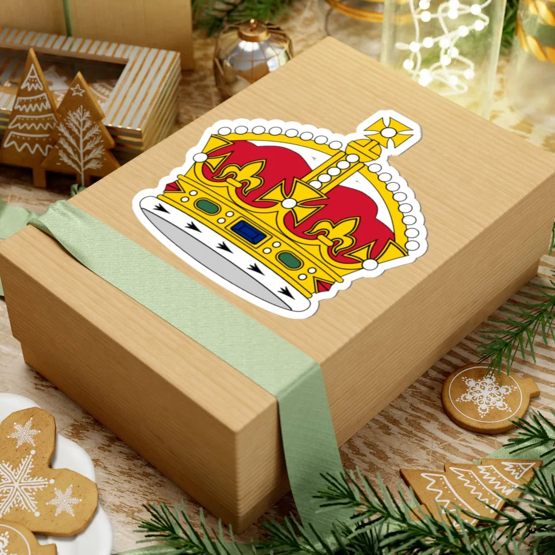 1860s pattern Tudor Crown 3D (United Kingdom) (Coat of Arms) STICKER Vinyl Kiss-Cut Decal - The Sticker Space