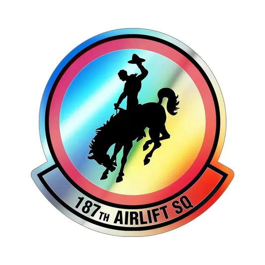 187 Airlift Squadron (U.S. Air Force) Holographic STICKER Die-Cut Vinyl Decal 6 Inch Holographic - The Sticker Space