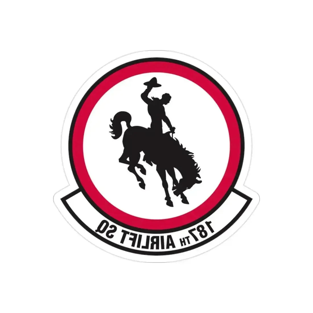 187 Airlift Squadron (U.S. Air Force) REVERSE PRINT Transparent Die-Cut STICKER 2 Inch Die-Cut Transparent - The Sticker Space