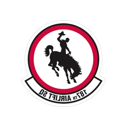 187 Airlift Squadron (U.S. Air Force) REVERSE PRINT Transparent Die-Cut STICKER 2 Inch Die-Cut Transparent - The Sticker Space