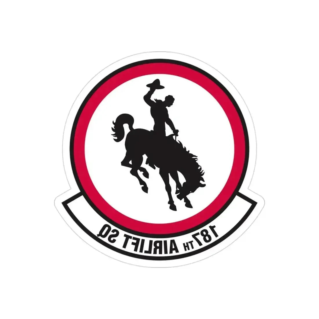 187 Airlift Squadron (U.S. Air Force) REVERSE PRINT Transparent Die-Cut STICKER 3 Inch Die-Cut Transparent - The Sticker Space