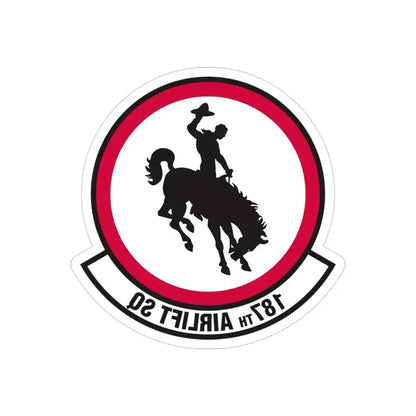 187 Airlift Squadron (U.S. Air Force) REVERSE PRINT Transparent Die-Cut STICKER 3 Inch Die-Cut Transparent - The Sticker Space