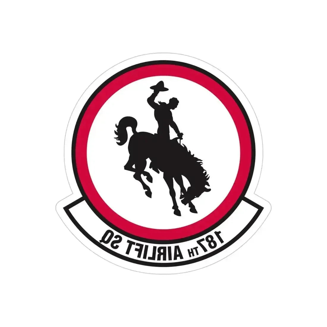 187 Airlift Squadron (U.S. Air Force) REVERSE PRINT Transparent Die-Cut STICKER 4 Inch Die-Cut Transparent - The Sticker Space