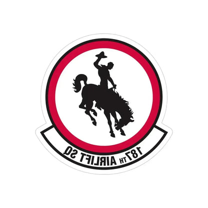 187 Airlift Squadron (U.S. Air Force) REVERSE PRINT Transparent Die-Cut STICKER 4 Inch Die-Cut Transparent - The Sticker Space