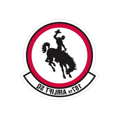 187 Airlift Squadron (U.S. Air Force) REVERSE PRINT Transparent Die-Cut STICKER - The Sticker Space