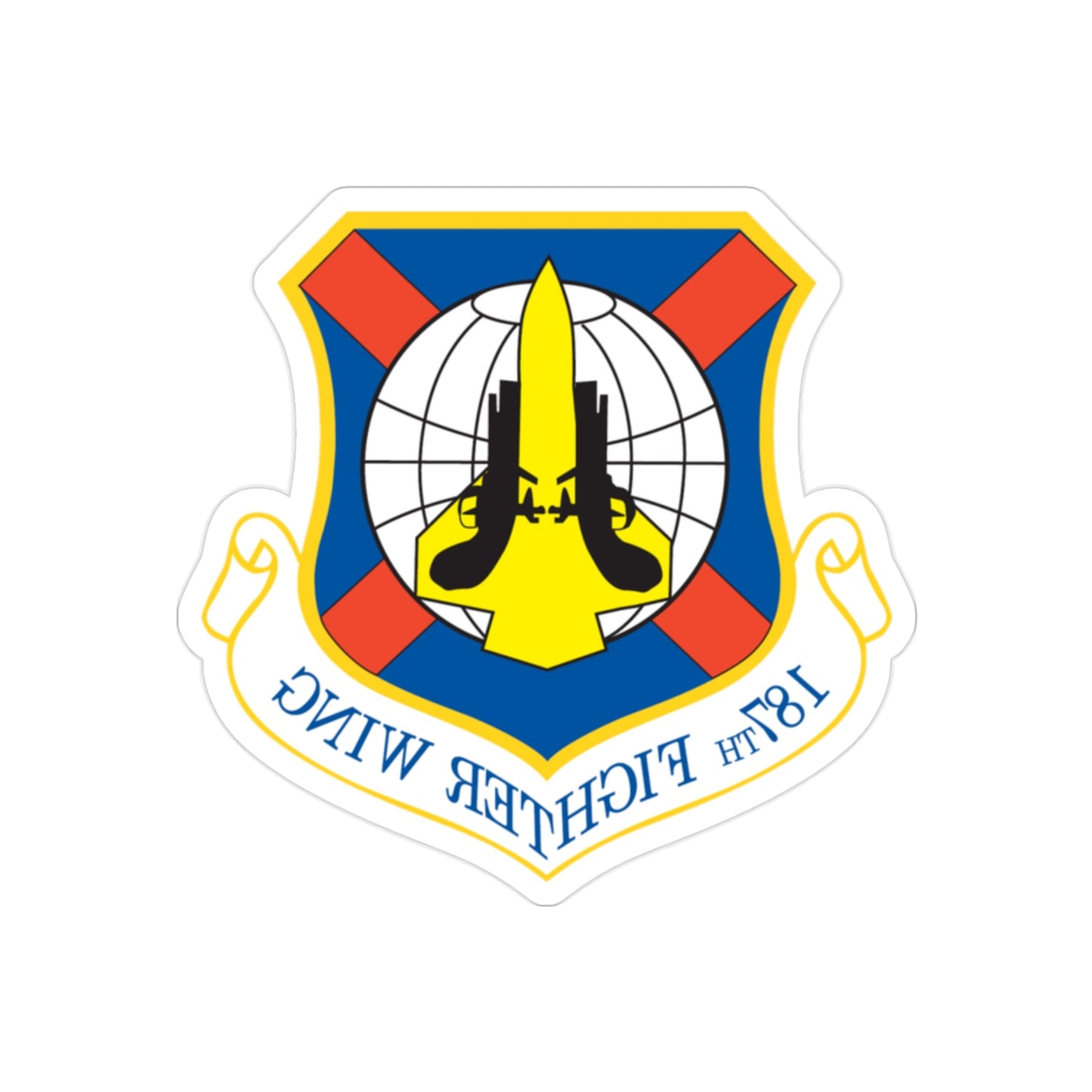 187th Fighter Wing (U.S. Air Force) REVERSE PRINT Transparent STICKER-2" × 2"-The Sticker Space