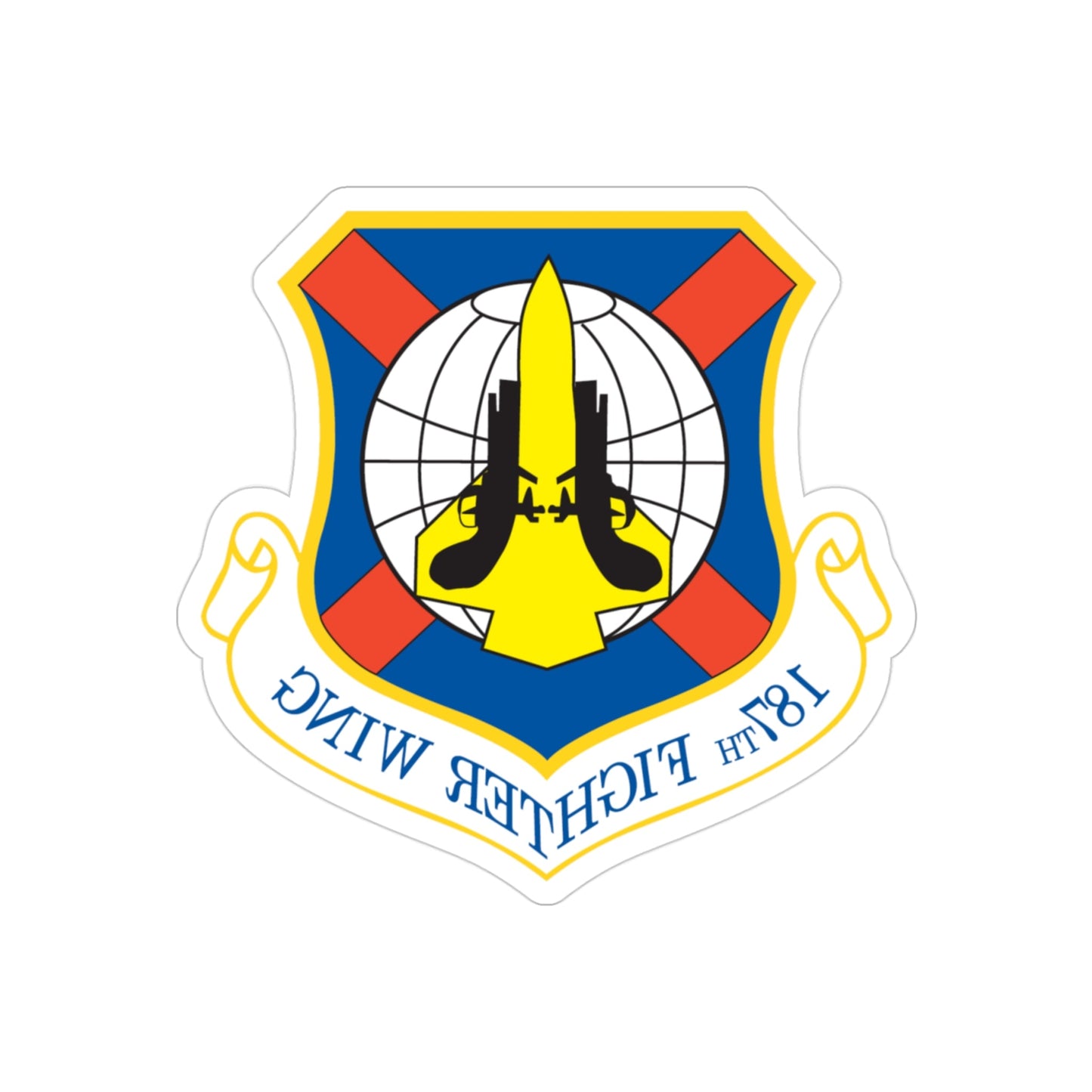 187th Fighter Wing (U.S. Air Force) REVERSE PRINT Transparent STICKER-3" × 3"-The Sticker Space