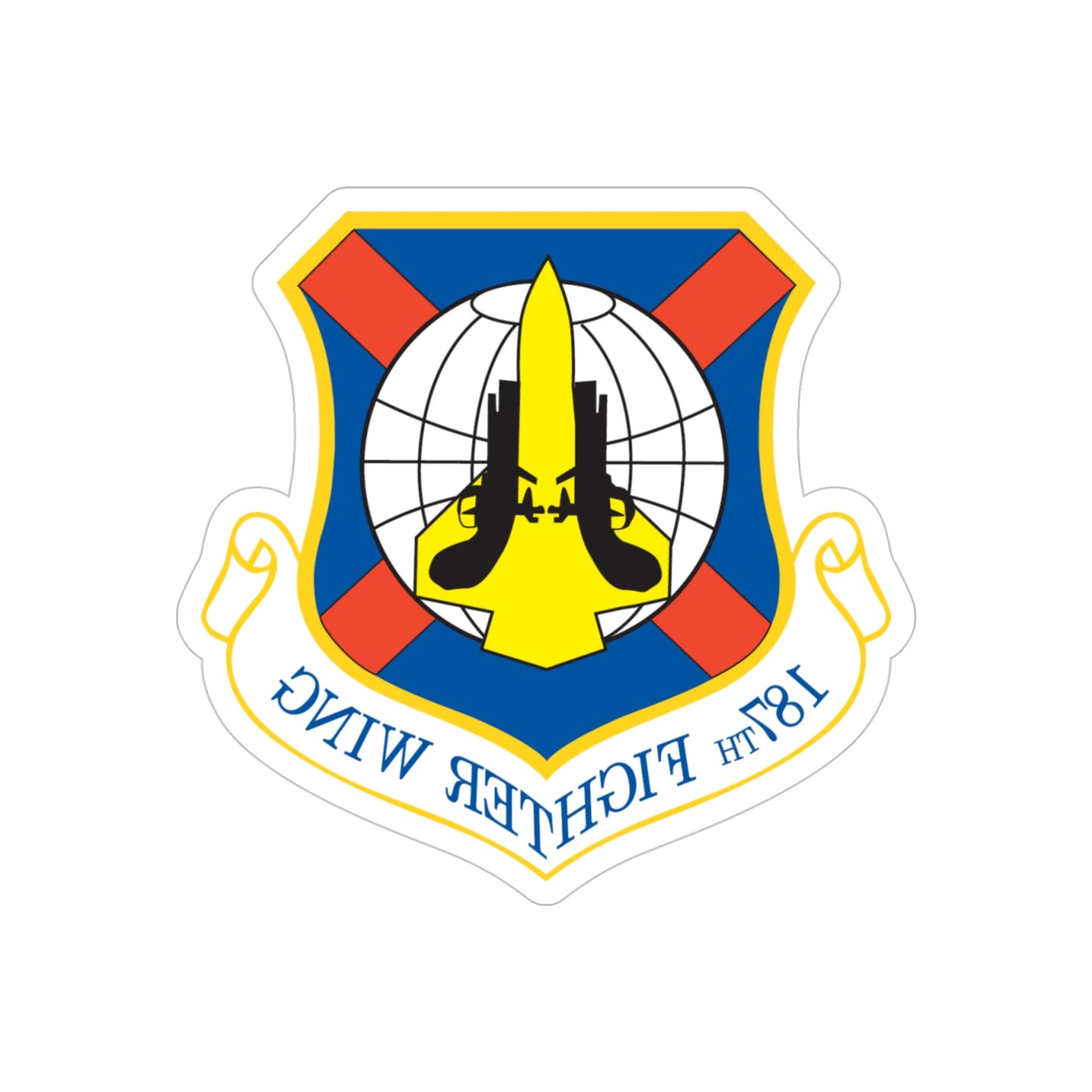 187th Fighter Wing (U.S. Air Force) REVERSE PRINT Transparent STICKER-4" × 4"-The Sticker Space