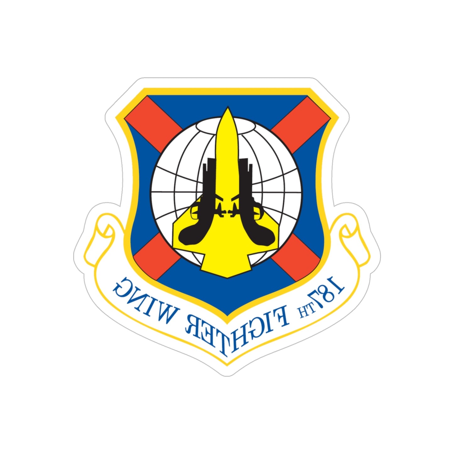 187th Fighter Wing (U.S. Air Force) REVERSE PRINT Transparent STICKER-5" × 5"-The Sticker Space