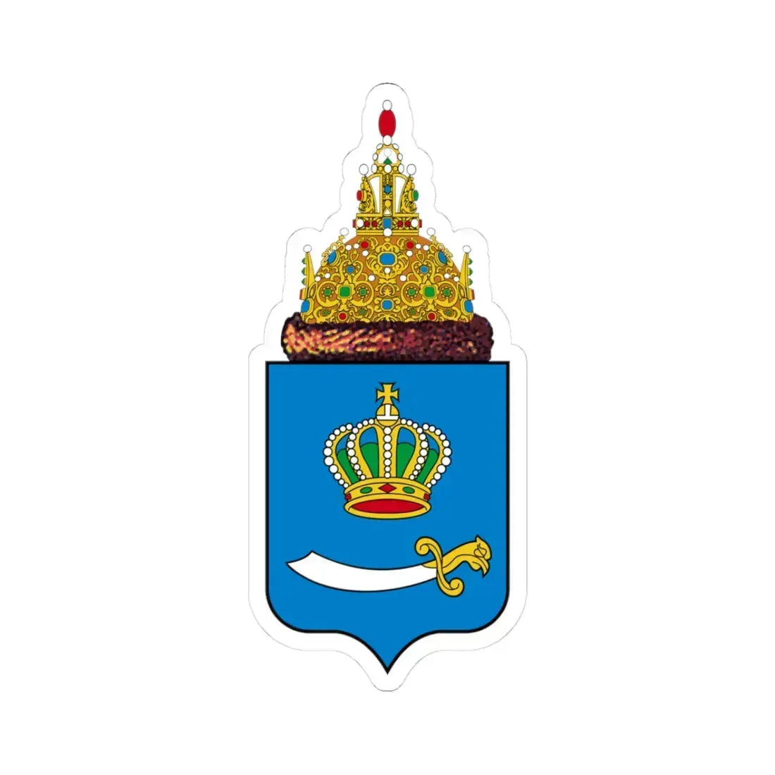 Герб царства Астраханского 1882 (Russia) (Coat of Arms) STICKER Vinyl Kiss-Cut Decal 3 Inch White - The Sticker Space