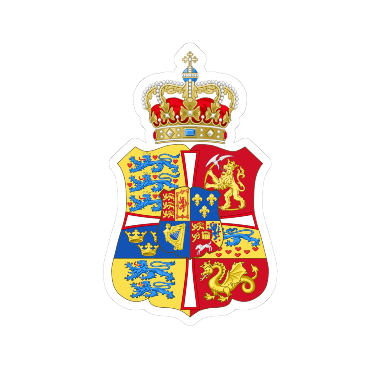 Armoiries de Louise et Caroline Mathilde de Grande Bretagne reine Danemark et Norvège (Denmark) (Coat of Arms) STICKER Vinyl Kiss-Cut Decal
