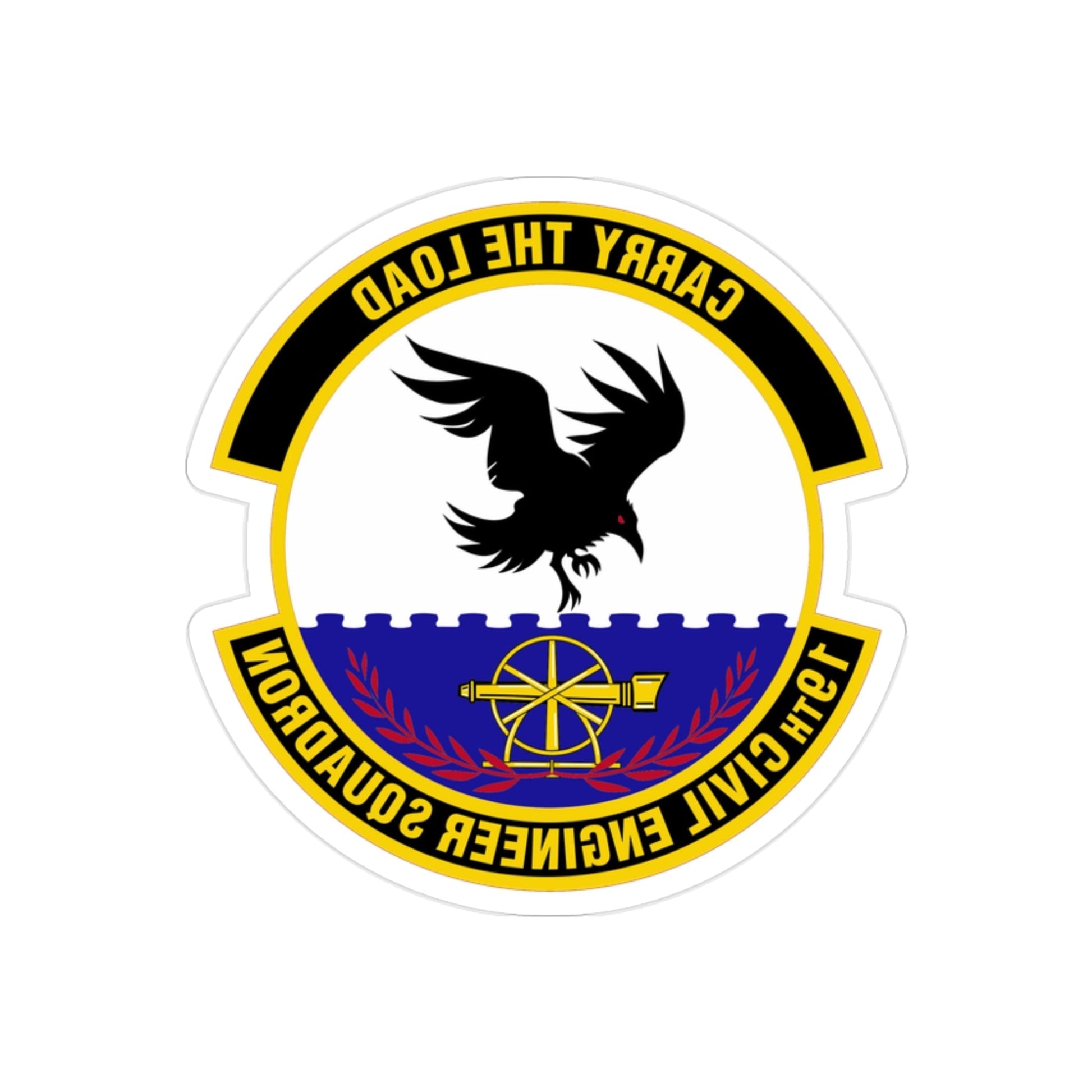 19 Civil Engineer Squadron AMC (U.S. Air Force) REVERSE PRINT Transparent STICKER-2" × 2"-The Sticker Space