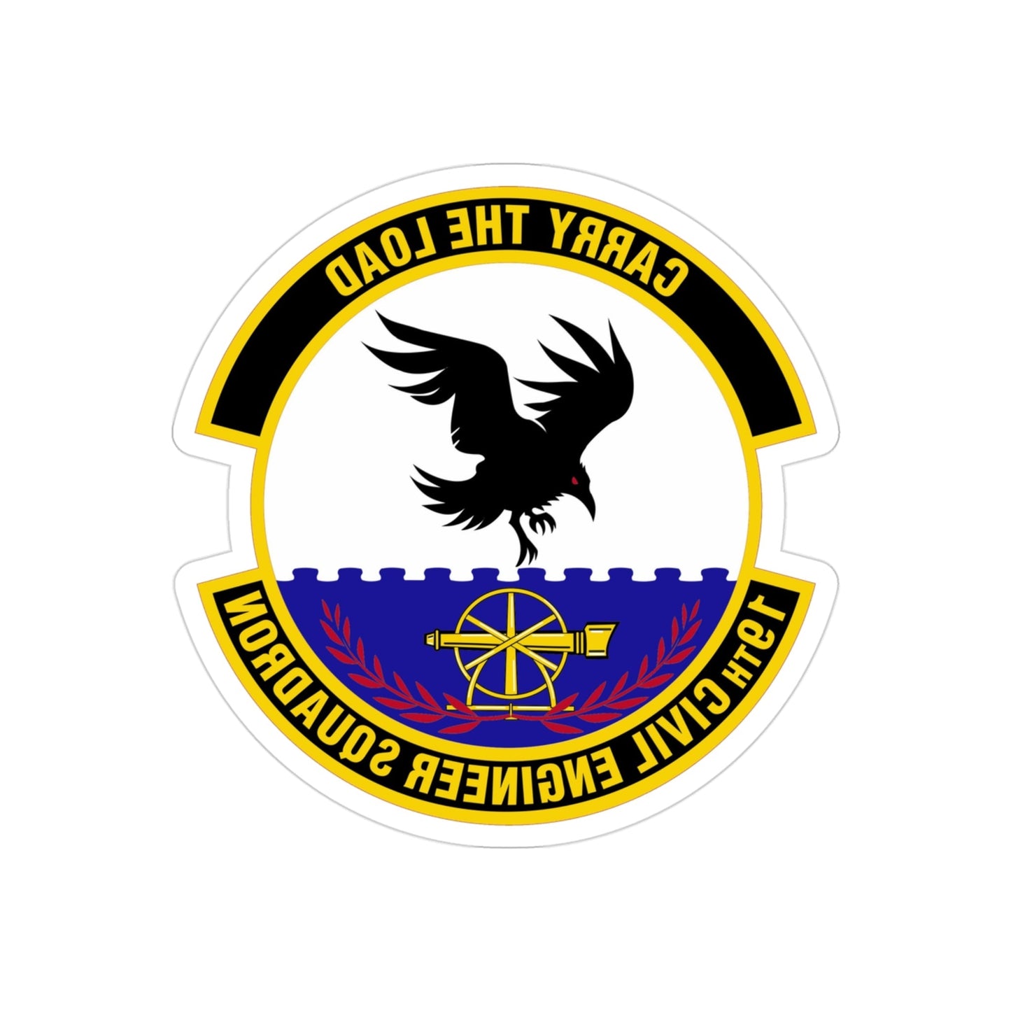 19 Civil Engineer Squadron AMC (U.S. Air Force) REVERSE PRINT Transparent STICKER-3" × 3"-The Sticker Space