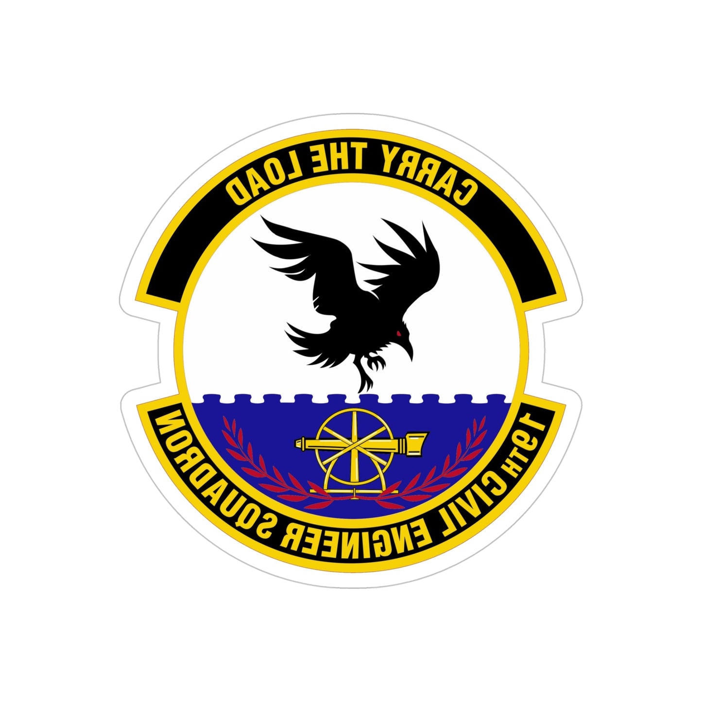 19 Civil Engineer Squadron AMC (U.S. Air Force) REVERSE PRINT Transparent STICKER-5" × 5"-The Sticker Space