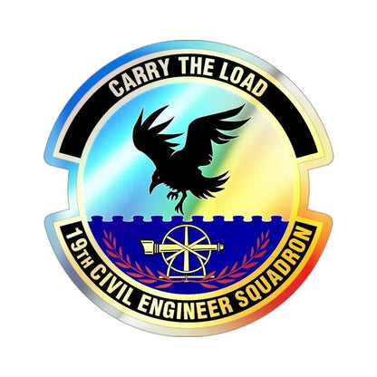 19 Civil Engineer Squadron AMC (U.S. Air Force) Holographic STICKER Die-Cut Vinyl Decal 3 Inch Holographic - The Sticker Space