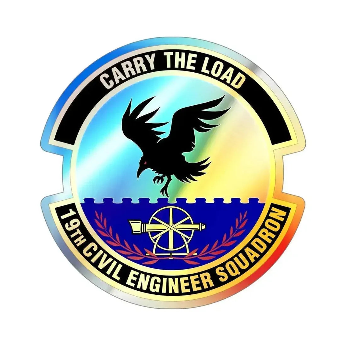 19 Civil Engineer Squadron AMC (U.S. Air Force) Holographic STICKER Die-Cut Vinyl Decal 4 Inch Holographic - The Sticker Space