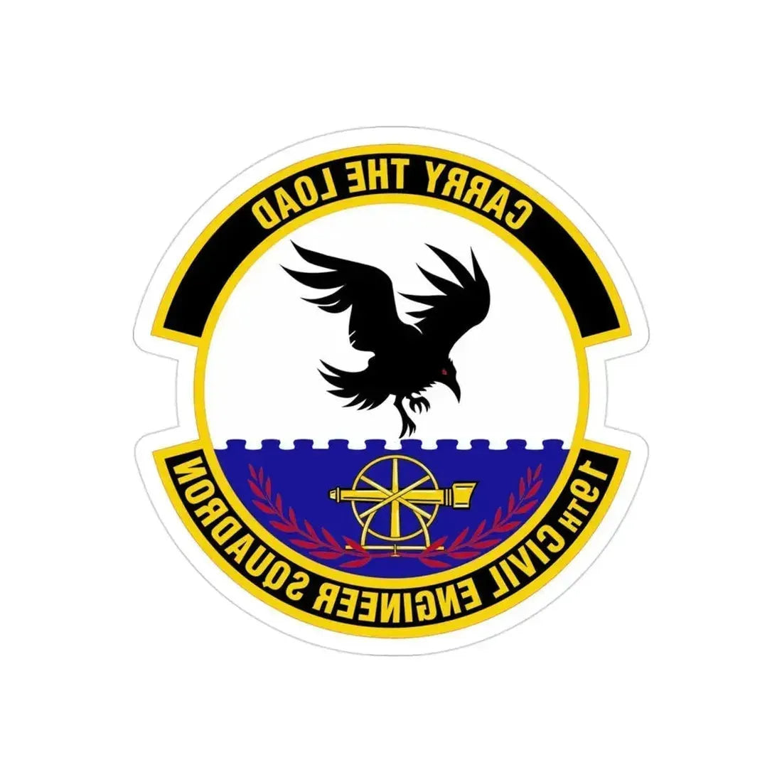 19 Civil Engineer Squadron AMC (U.S. Air Force) REVERSE PRINT Transparent Die-Cut STICKER 3 Inch Die-Cut Transparent - The Sticker Space