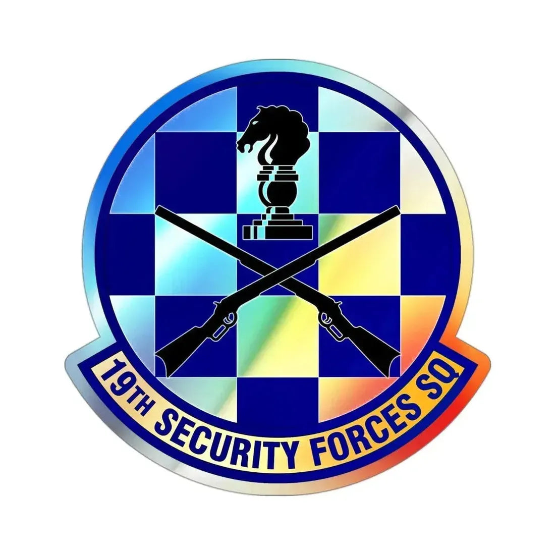 19 Security Forces Squadron AMC (U.S. Air Force) Holographic STICKER Die-Cut Vinyl Decal 3 Inch Holographic - The Sticker Space