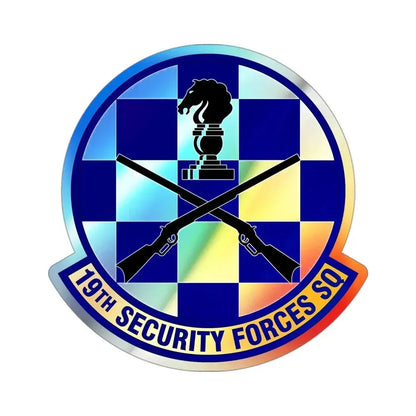 19 Security Forces Squadron AMC (U.S. Air Force) Holographic STICKER Die-Cut Vinyl Decal 3 Inch Holographic - The Sticker Space