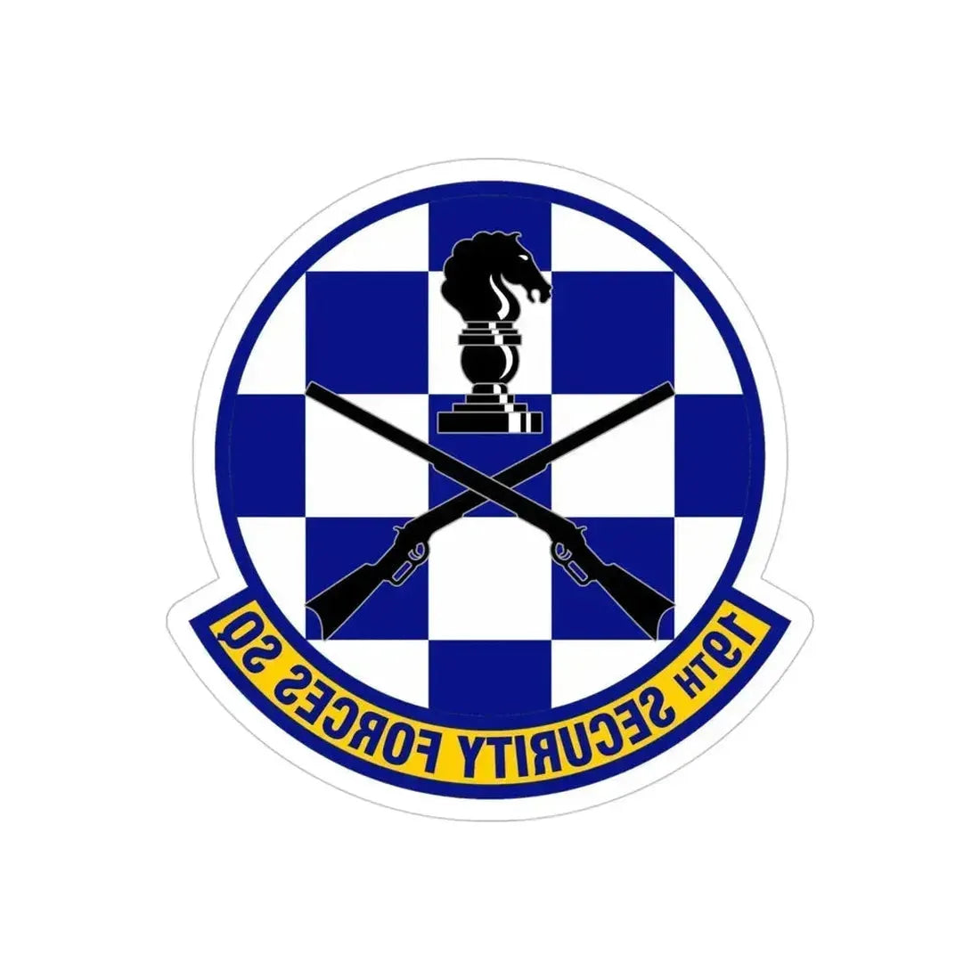19 Security Forces Squadron AMC (U.S. Air Force) REVERSE PRINT Transparent Die-Cut STICKER 4 Inch Die-Cut Transparent - The Sticker Space