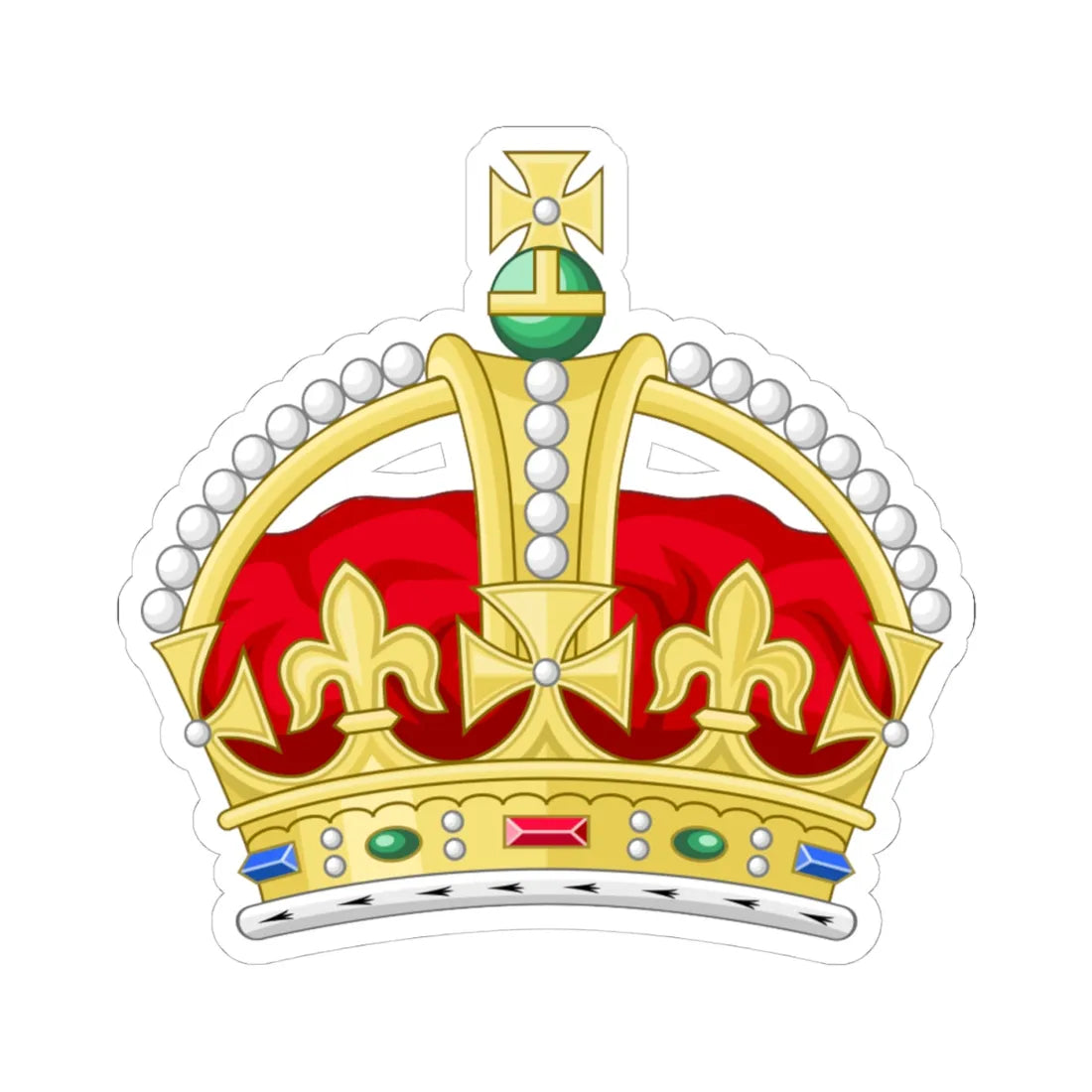 1901 pattern Tudor Crown original colours 2D (United Kingdom) (Coat of Arms) STICKER Vinyl Kiss-Cut Decal 4 Inch White - The Sticker Space