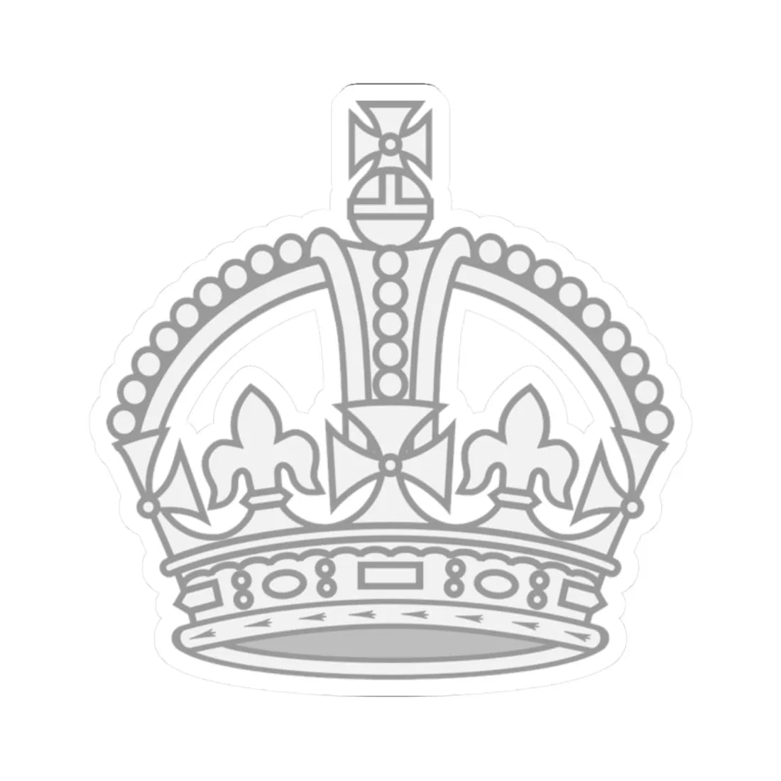 1901 pattern Tudor Crown silver hollow (United Kingdom) (Military Rank) STICKER Vinyl Kiss-Cut Decal 2 Inch White - The Sticker Space