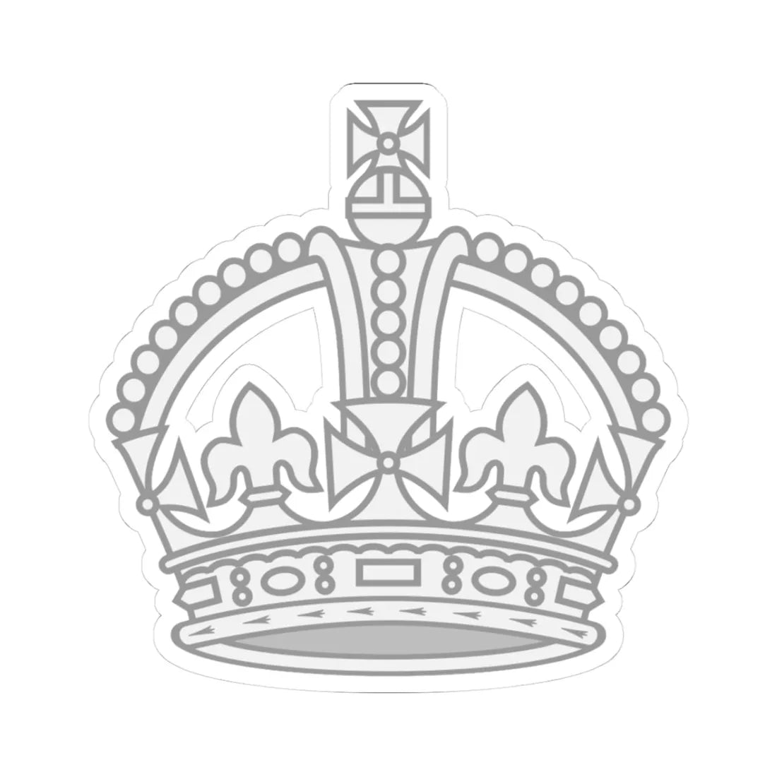 1901 pattern Tudor Crown silver hollow (United Kingdom) (Military Rank) STICKER Vinyl Kiss-Cut Decal 3 Inch White - The Sticker Space