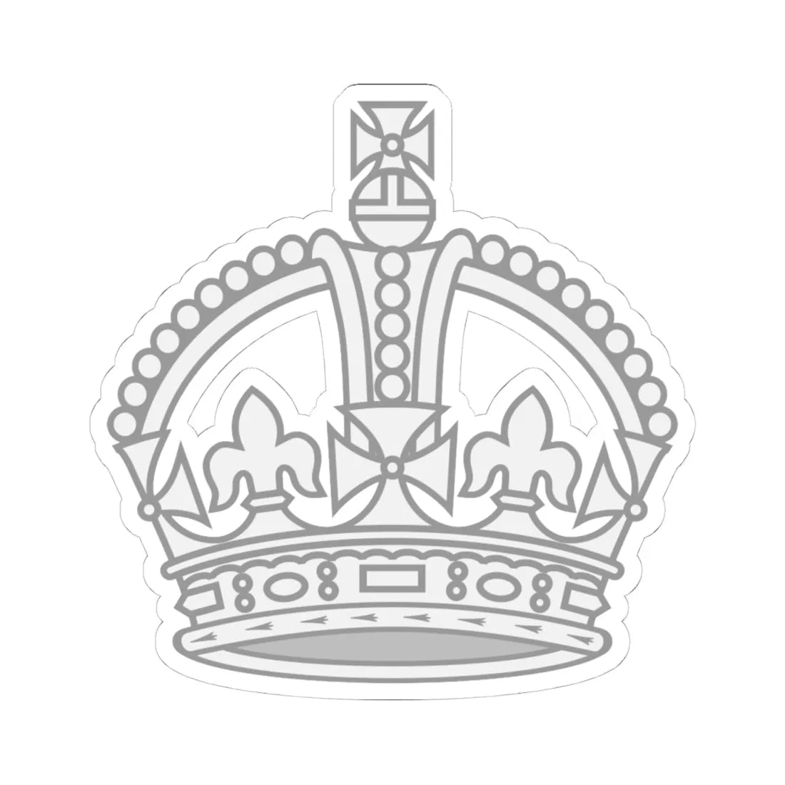 1901 pattern Tudor Crown silver hollow (United Kingdom) (Military Rank) STICKER Vinyl Kiss-Cut Decal 4 Inch White - The Sticker Space
