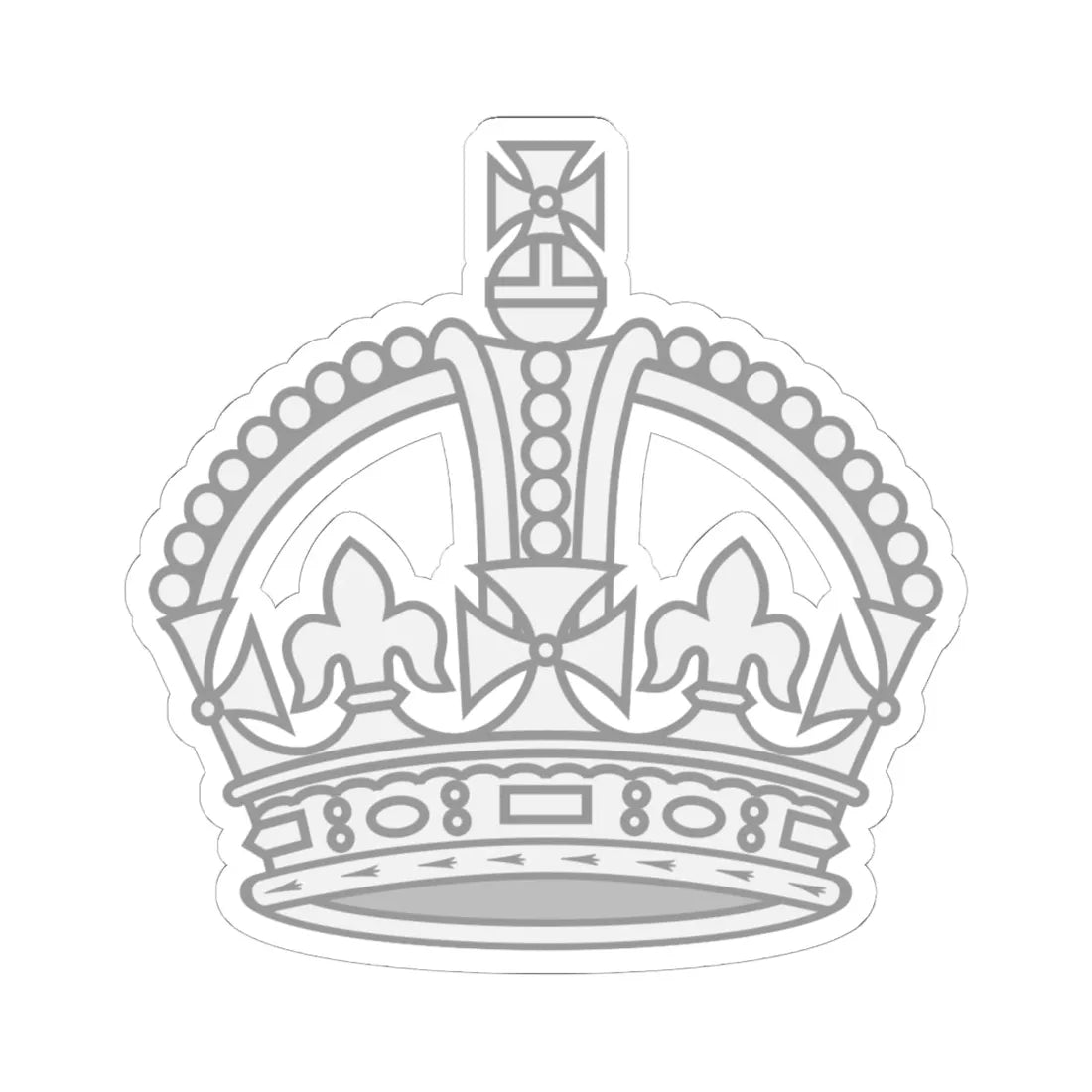 1901 pattern Tudor Crown silver hollow (United Kingdom) (Military Rank) STICKER Vinyl Kiss-Cut Decal 6 Inch White - The Sticker Space