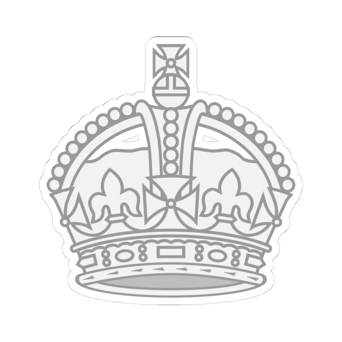 1901 pattern Tudor Crown silver (United Kingdom) (Military Rank) STICKER Vinyl Kiss-Cut Decal 4 Inch White - The Sticker Space