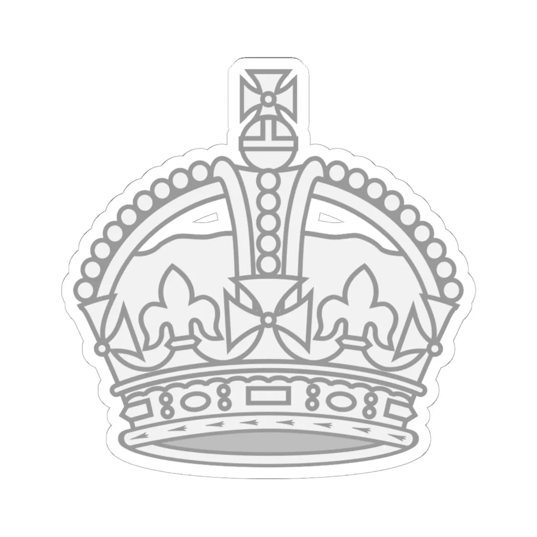 1901 pattern Tudor Crown silver (United Kingdom) (Military Rank) STICKER Vinyl Kiss-Cut Decal 6 Inch White - The Sticker Space