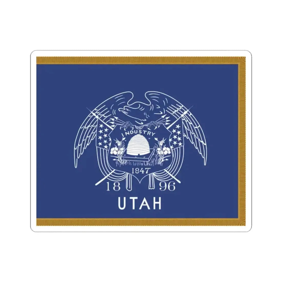 1909-1911 Utah Governors Flag with Utah added (United States) STICKER Vinyl Kiss-Cut Decal 2 Inch White - The Sticker Space