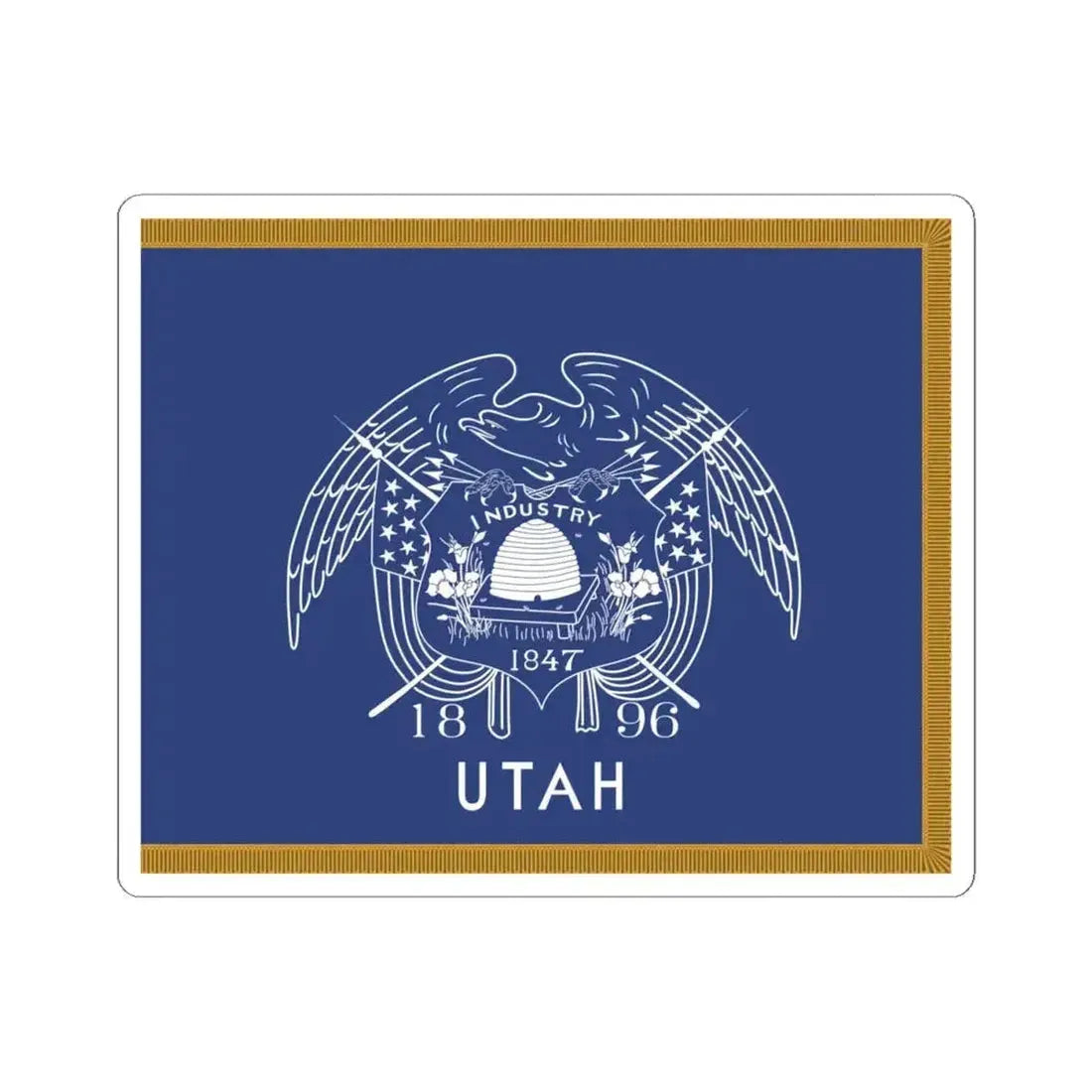 1909-1911 Utah Governors Flag with Utah added (United States) STICKER Vinyl Kiss-Cut Decal 4 Inch White - The Sticker Space