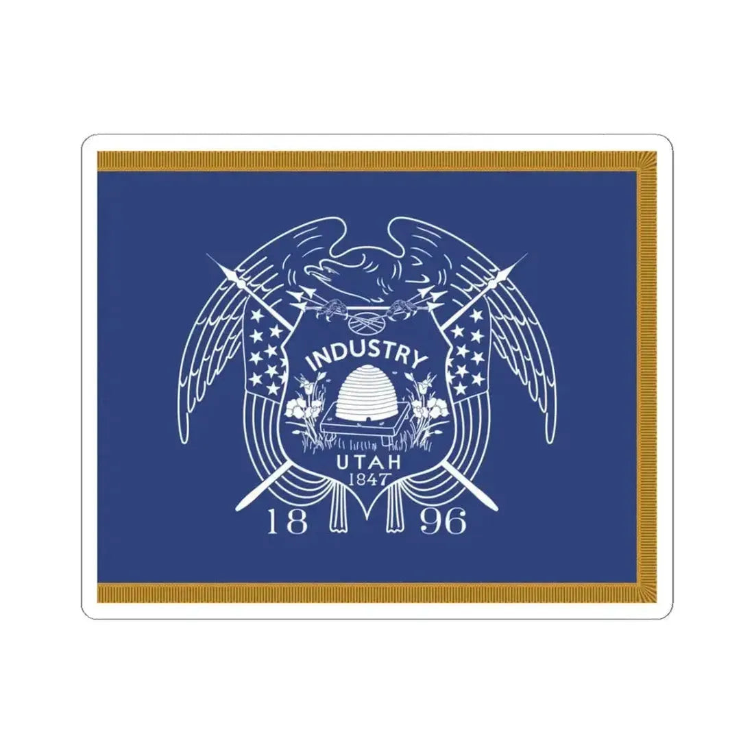 1911-1913 Utahs First Official State flag (United States) STICKER Vinyl Kiss-Cut Decal 3 Inch White - The Sticker Space